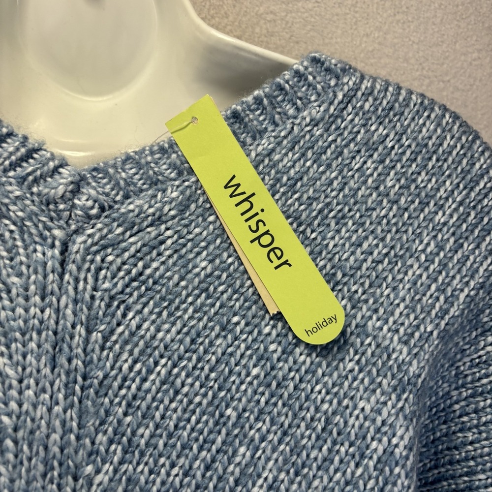 NWT Fieldgear Poncho Sweater Womens One Size Blue Fringe VNeck Holiday Cozy Knit - Picture 11 of 12